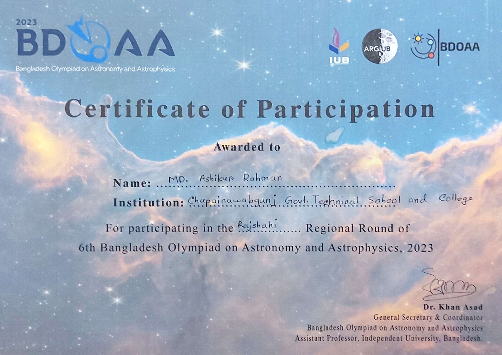 Olympiad Certificate 5